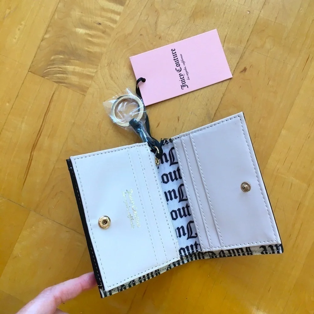Juicy Couture Structured Bi-Fold Wallet, Black, White, Gold